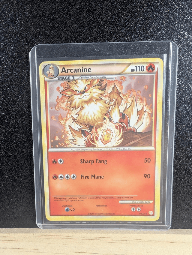 Arcanine 1/123 non Holo rare, Heart Gold Soul Silver